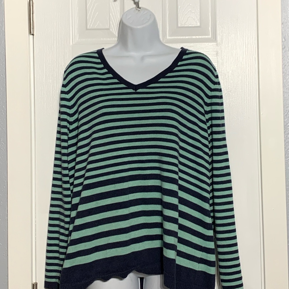Croft&Barrow Navy Blue And Mint/Teal/Green